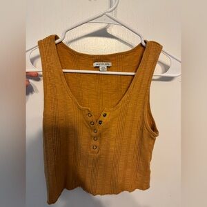 American Eagle Outfitters Women's Gold Buttoned Tank Top